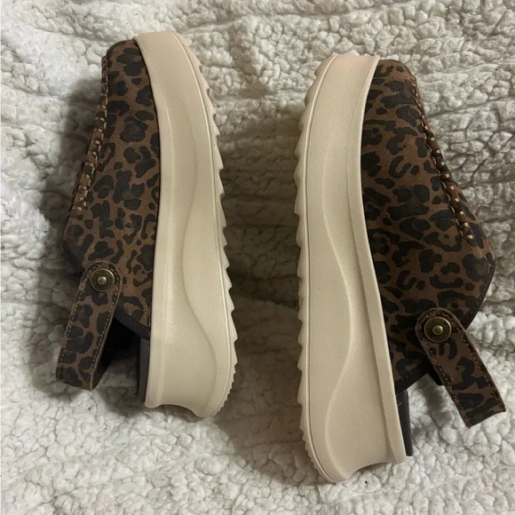 HEYDUDE
DELRAY CLOG SUEDE Wedge sandals brown leapord Print Platform Slingback - Picture 4 of 9